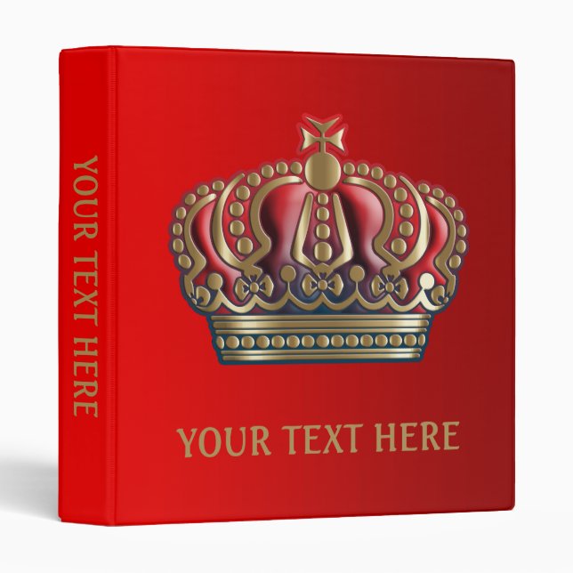 Royal Cross Crown - Gold Blue Red 3 Ring Binder (Front/Spine)