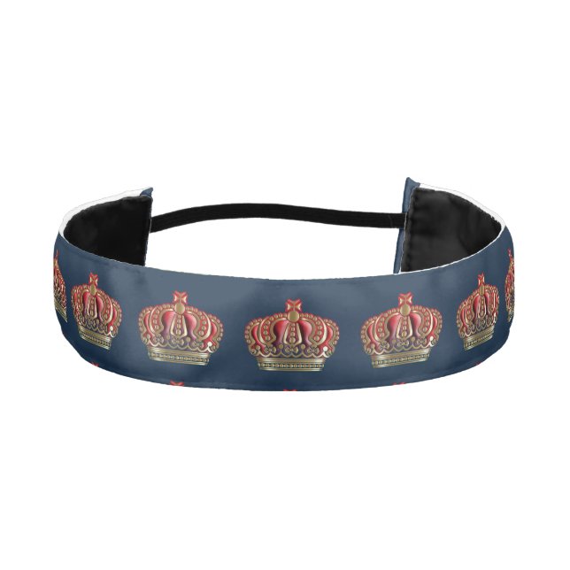 Royal Cross Crown - Gold Blue Red Athletic Headband (Front)