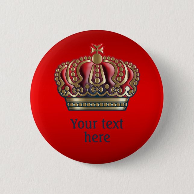 Royal Cross Crown - Gold Blue Red Button (Front)