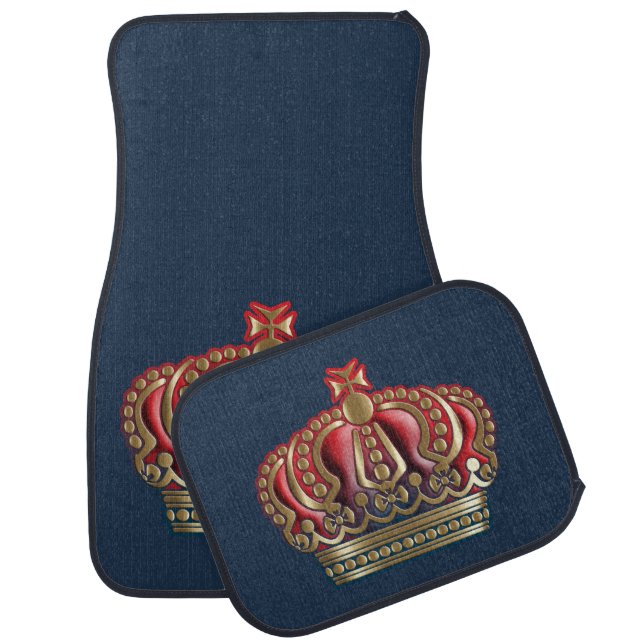 Royal Cross Crown - Gold Blue Red Car Floor Mat (Set)