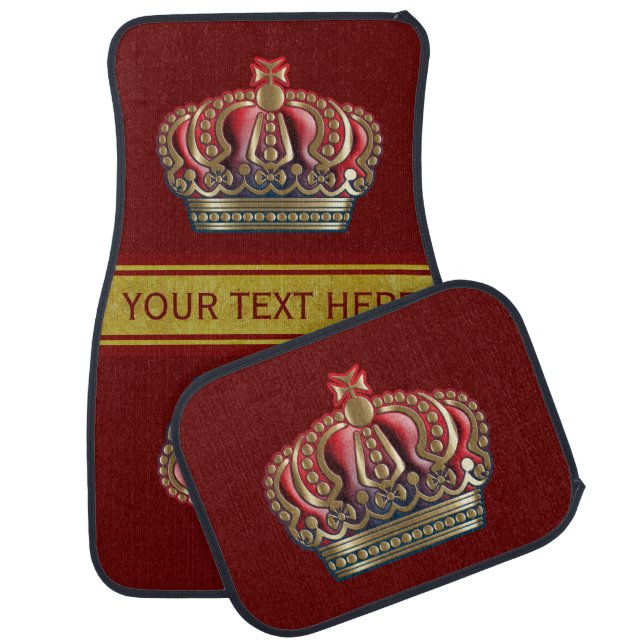 Royal Cross Crown - Gold Blue Red Car Floor Mat (Set)