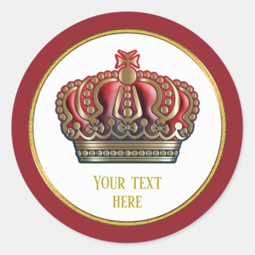 Royal Cross Crown _ Gold Blue Red Classic Round Sticker