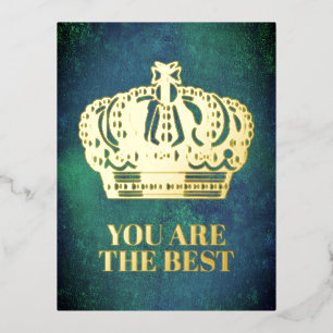 Royal Cross Crown - Gold Blue Red Foil Holiday Postcard