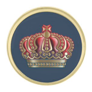 Royal Cross Crown - Gold Blue Red Gold Finish Lapel Pin