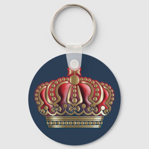 Royal Cross Crown _ Gold Blue Red Keychain