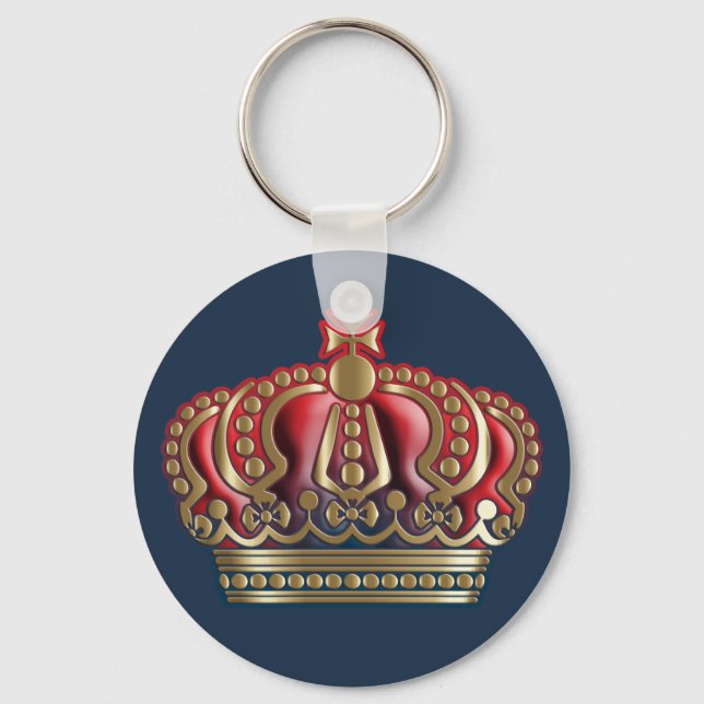 Royal Cross Crown - Gold Blue Red Keychain (Front)