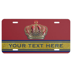 Royal Cross Crown - Gold Blue Red License Plate
