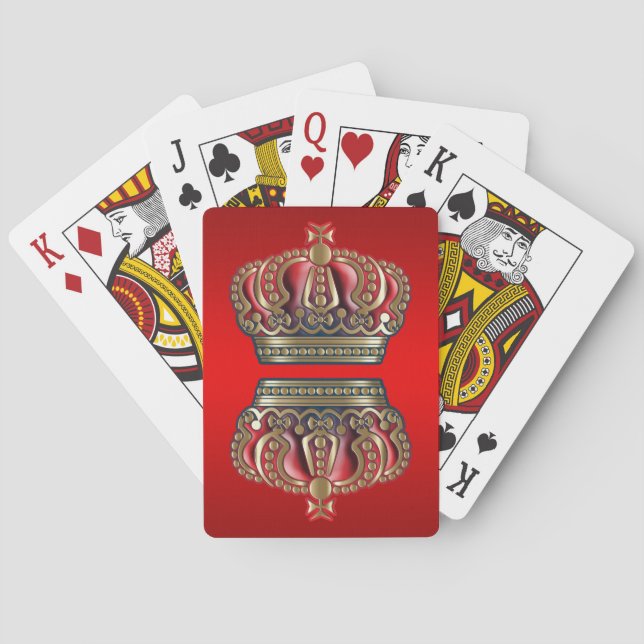 Royal Cross Crown - Gold Blue Red Poker Cards (Back)
