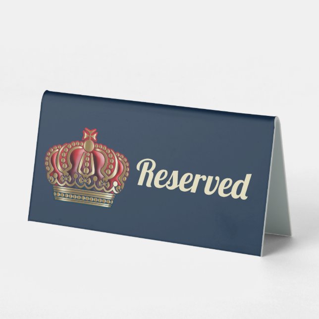 Royal Cross Crown - Gold Blue Red Table Tent (Front)