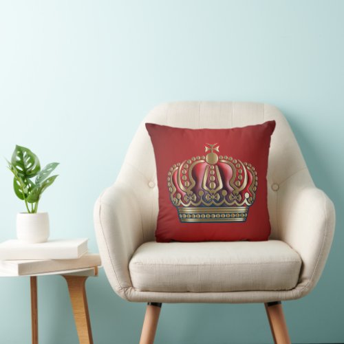 Royal Cross Crown _ Gold Blue Red Throw Pillow