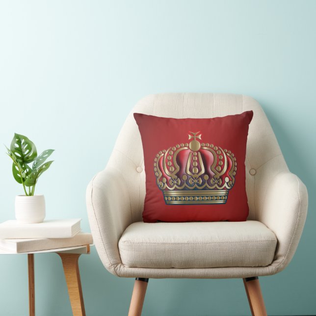 Royal Cross Crown - Gold Blue Red Throw Pillow (Chair)