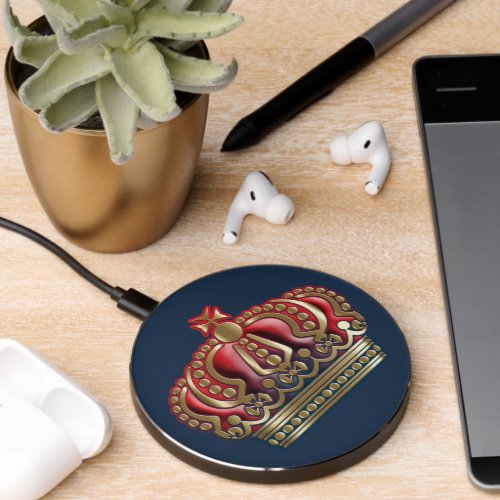 Royal Cross Crown _ Gold Blue Red Wireless Charger