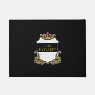 Royal Crown Crest Black Gold Luxury Doormat
