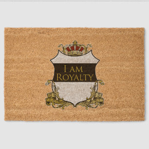 Royal Crown Crest Luxury Black Gold Regal Fiber Doormat