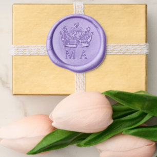 Royal Crown Double Monogram Wax Seal Sticker