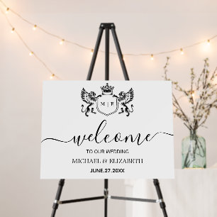 Royal Crown Emblem Lions Monogram Wedding  Foam Board