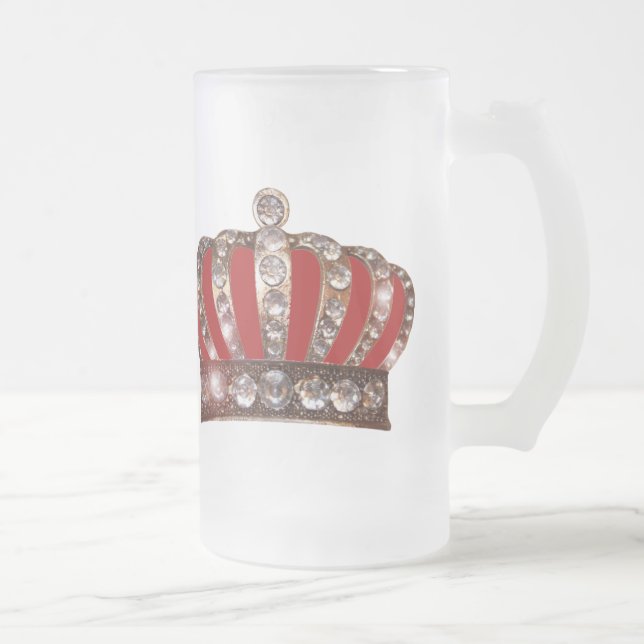 “Royal Crown” Frosted Glass Beer Mug (Right)