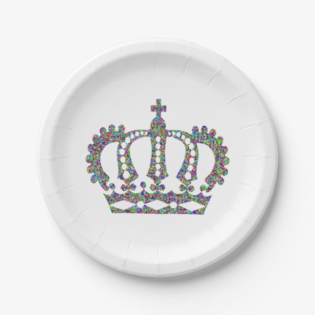 Royal Crown in patterns  Paper Plates (Front)