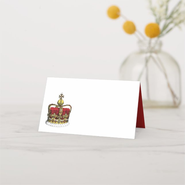 Royal Crown in Red and Gold Place Card (Back)