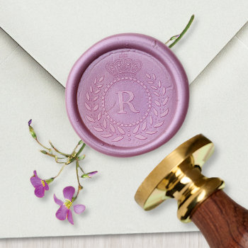 Royal Crown Laurel Wreath Classic Monogrammed Wax Seal Stamp by FancyCelebration at Zazzle