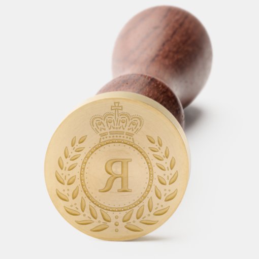 Royal Crown Laurel Wreath Classic Monogrammed Wax Seal Stamp | Zazzle