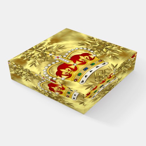 Royal Crown on Gold Background Paperweight