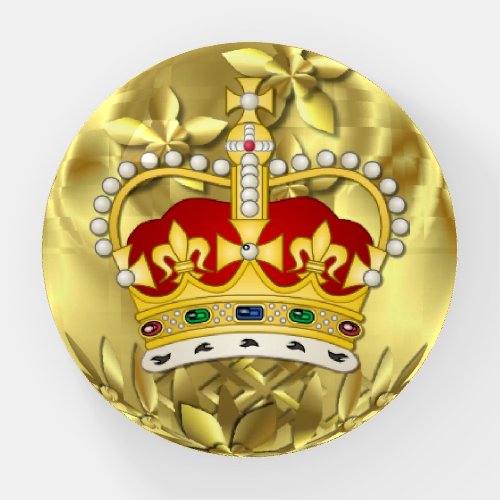 Royal Crown on Gold Background Paperweight