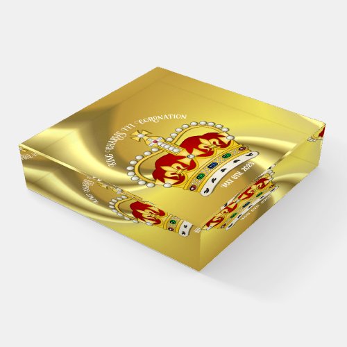 Royal Crown on Gold Background Paperweight