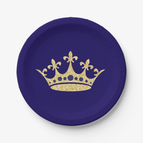 Royal Crown Paper Place Blue Gold Paper Plates