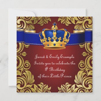 Royal Crown Prince Birthday Party Invitation by InvitationCentral at Zazzle