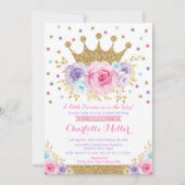 Royal Crown Princes Pink Purple Floral Baby Shower Invitation (Front)