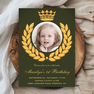 Royal Crown Princess First birthday Invitation