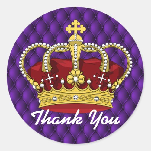 Royal Crown  Royal Purple Pin Tucks Baby Shower Classic Round Sticker