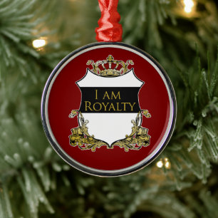Royal Crown Shield Dark Red Luxury Metal Ornament