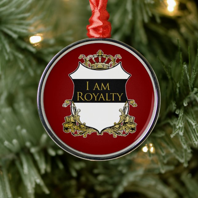 Royal Crown Shield Dark Red Luxury Metal Ornament (Tree)