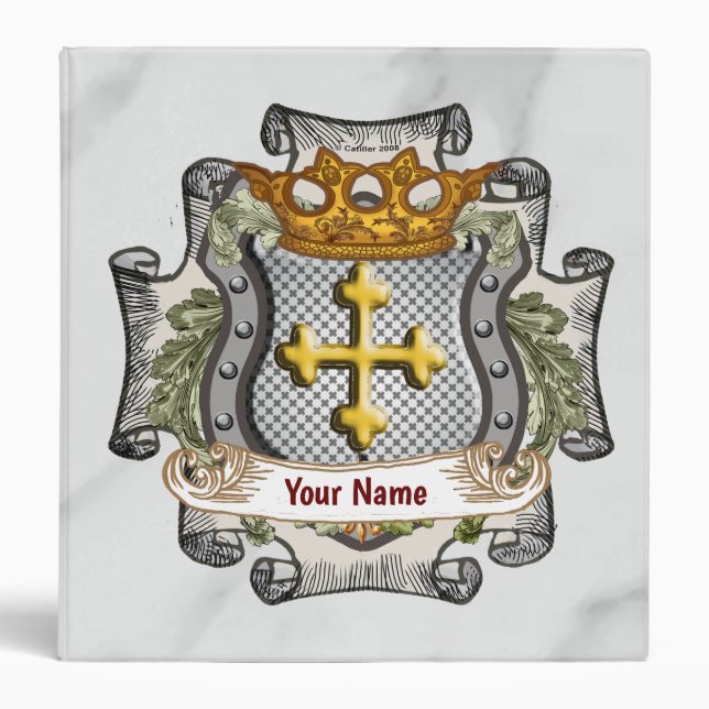 Royal Crown Shield  Surname  3 Ring Binder (Front)