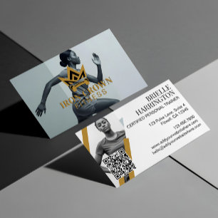 Royal Crown Trendy Fitness Personal Trainer Photo Business Card