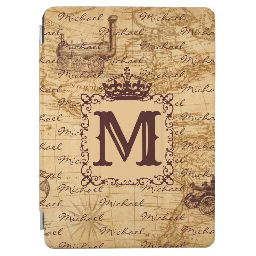 Royal Crown Vintage Name Pattern Beige iPad Air Cover