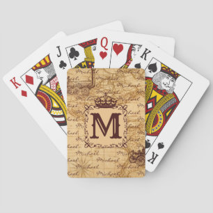 Royal Crown Vintage Name Pattern Beige Poker Cards