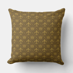 Royal Crowns & Lily pattern Throw Pillow