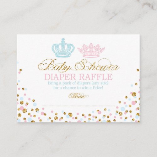 Royal Crowns Prince Princess Diaper Raffle Ticket Enclosure Card