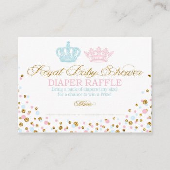 Royal Crowns Prince Princess Diaper Raffle Ticket Enclosure Card by NouDesigns at Zazzle