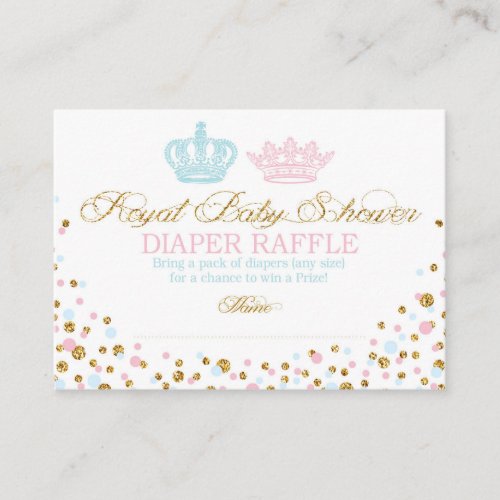 Royal Crowns Prince Princess Diaper Raffle Ticket Enclosure Card