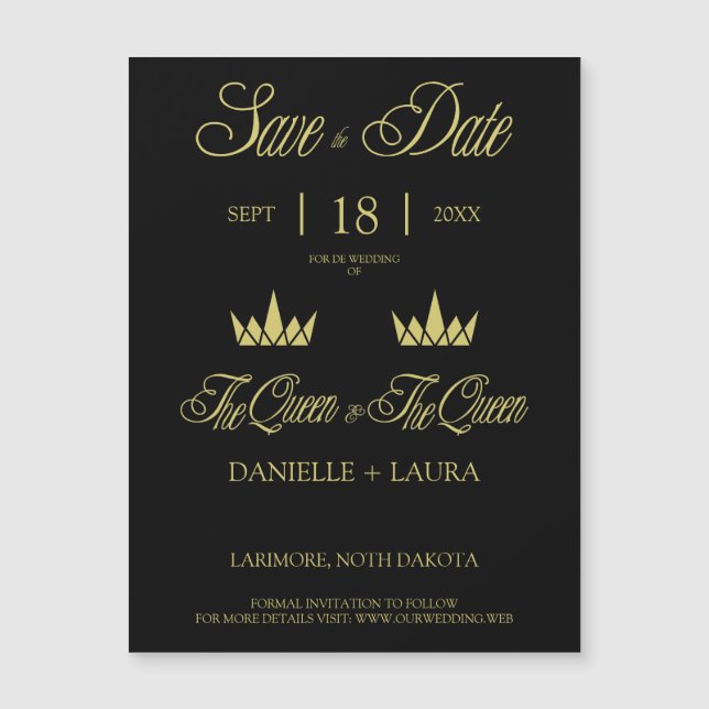 Royal Crowns Two Queen for Lesbian Wedding (Front)