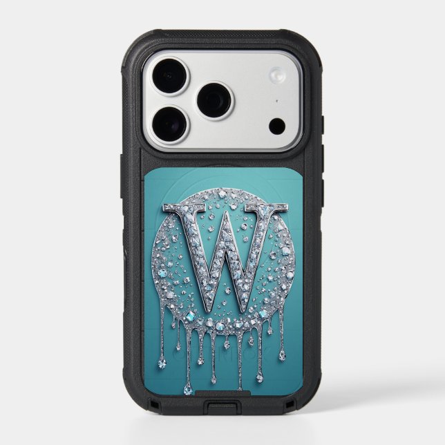 💎 Royal Crystal “W”  Diamond Luxe Monogram✨👑 Otterbox iPhone Case (Back)