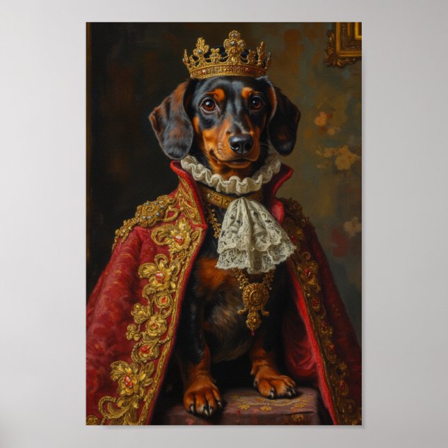 Royal Dachshund Portrait Poster (Front)
