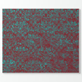 Royal Damask Crushed Velvet Burgundy Red Turquoise Wrapping Paper (Flat)