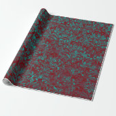 Royal Damask Crushed Velvet Burgundy Red Turquoise Wrapping Paper (Unrolled)