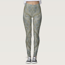Royal Damask Floral Wall Tapestry Yoga Leggings