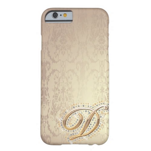 Royal Damask Gold Glitter Monogram design Barely There iPhone 6 Case